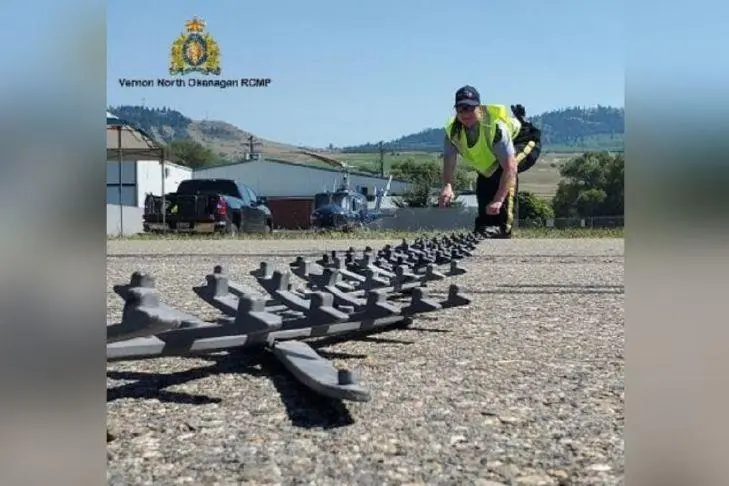 Spike belt stops fleeing vehicle near Vernon; Surrey man arrested