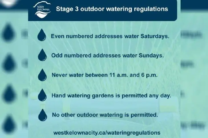 West Kelowna moves to higher watering restrictions